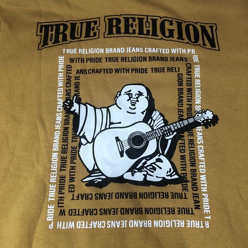 Nuevo Con Etiquetas $119 TRUE RELIGION Buda Cremallera Miel Mostaza Sudadera con Capucha Para Hombre Talla L - Imagen 12 de 13