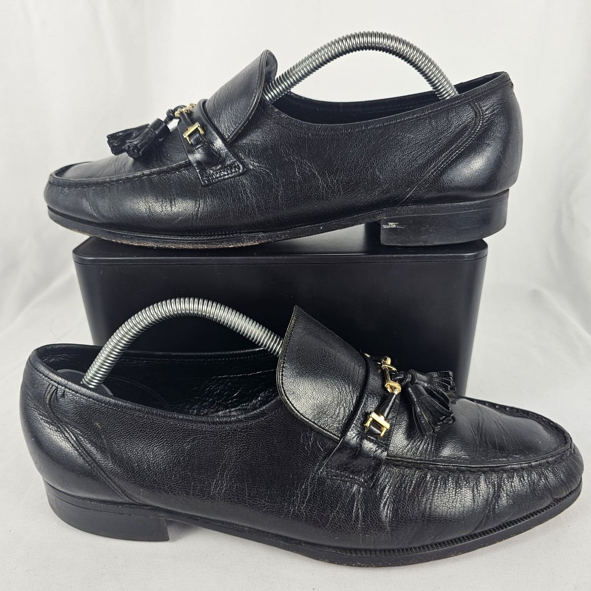 【希少USA製】FLORSHEIM IMPERIAL タッセルローファー Florsheim Imperial Mens Black Leather Slip-On Tassel Gold Bit