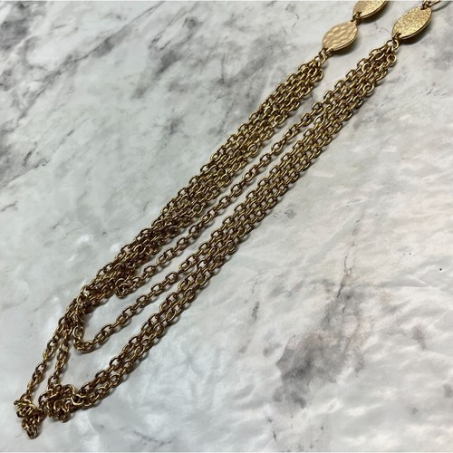 Vintage Gold Tone Chain Necklace Multi Strand Hammered Filagree Segments 32" - Picture 3 of 6