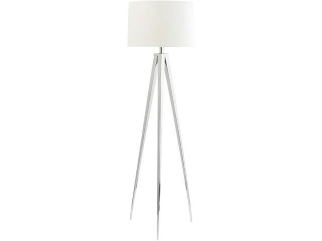 Libra Chrome Tripod Floor Lamp Contemporary Tapered Ivory Shade Libra Chrome Tripod Floor Lamp Contemporary Tapered Ivory Shade