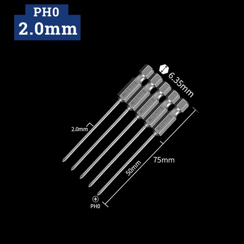 Magnetic Phillips Screwdriver Bits Set PH00 PH0 PH1 PH2 1/4" Hex Shank Drive - Picture 11 of 37
