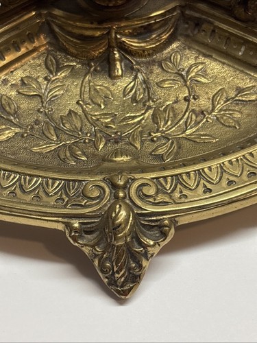 Victorian Brass Inkwell Germany Hinged Glass Insert Number Glam Fancy Decor Gift - Picture 3 of 24