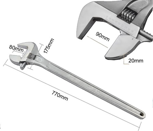 Industry Tip-Ended 30" / 750mm 90mm Max. Jaw Adjustable Wrench Shifter Spanner - Picture 3 of 6