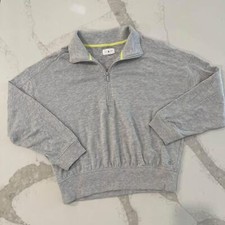 Lou Grey Signature Soft Half Zip Pullover Sweatshirt Heather Gray Womens Large
