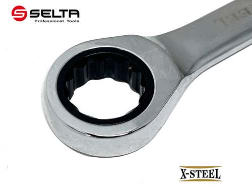 X-Steel 12pc Set 8-19mm Cr-V Stubby Ratchet Combination Ring Open End Spanner - Picture 5 of 6