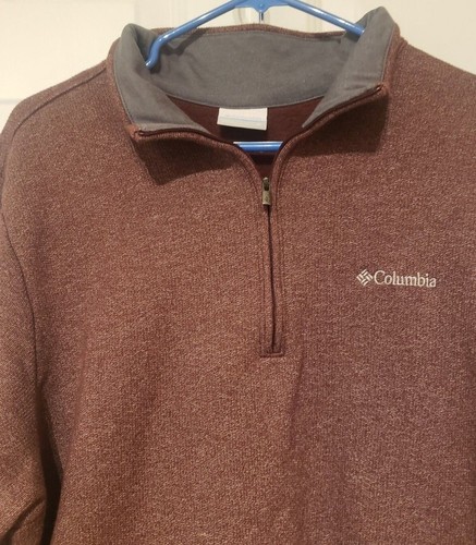 Columbia Sweater Mens XL Burgundy Fleece Lined Pullover Quarter Zip Outdoor - Picture 3 of 5