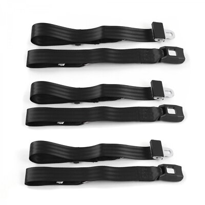 Ford Truck 1967 - 1979  Standard 2pt Black Lap Bench Seat Belt Kit - 3 Belts 