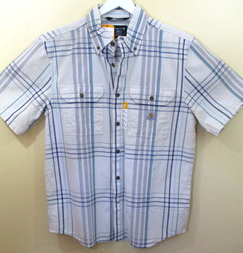 Carhartt Herren Loose Fit M Kurzarm Karo Hemd Knopf Neu mit Etikett Naturfarbe - Bild 1 von 12