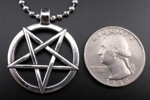 Pentagram Necklace Stainless Chain New Woven Pentacle Pendant Double Sided Star - Picture 4 of 13
