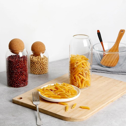 3Pcs Set Glass Storage Jar with Ball Cork Lid Glass Canisters 500/800/1200ML - Picture 7 of 7