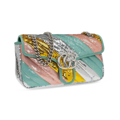 New Authentic Gucci 443497 GG Marmont Sequin Shoulder Bag | eBay