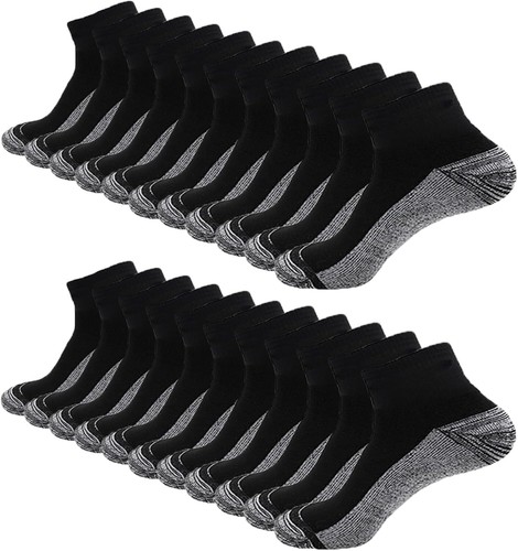 20 Pairs Quarter Athletic Ankle Socks for Men Moisture Wicking Cushion Socks - Picture 4 of 12
