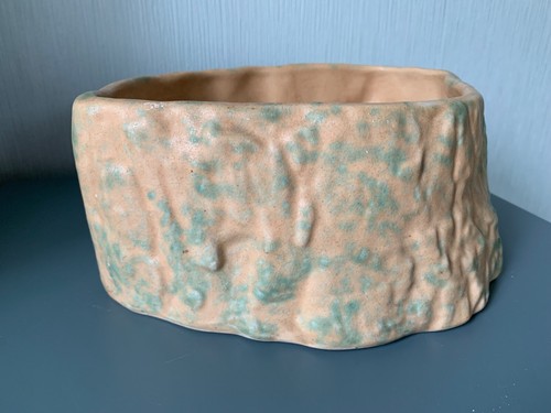 VINTAGE Mid Century BARK EFFECT CERAMIC PLANTER STONEWARE POTTERY - Picture 2 of 7
