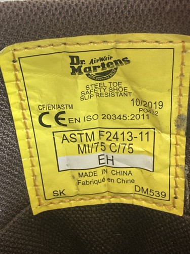 Dr. Martens Brown Leather Steel Toe Industrial Safety Work Boots Men’s Size 14 - Picture 8 of 11