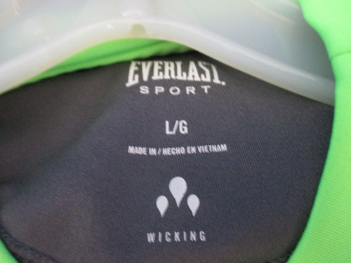 EVERLAST SPORT~Charcoal Gray w/ Neon Green MOISTURE WICKING SS SHIRT~Boys Large - Picture 3 of 3
