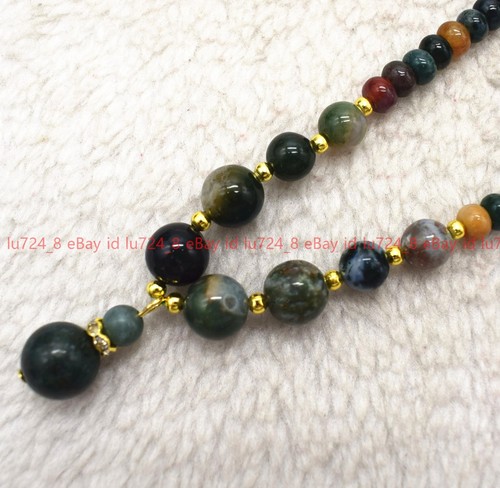 Natural 4x6mm Indian Agate Gems Rondelle Beads Round Pendant Necklace 14-28" - Picture 8 of 12
