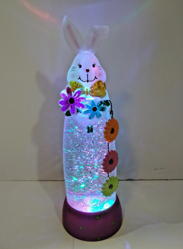 Cracker Barrel beleuchtete Glitzerkugel Hase 11 Zoll hoch Ostern Blume Drahtschaden - Bild 1 von 8
