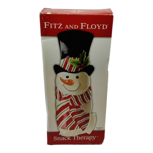 Fitz and Floyd Snack Therapy Snowman Server Tray Plate Platter NIB - Picture 1 of 11