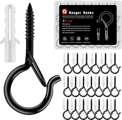 20Pcs Screw Hooks With Safety Lock 2.3" Metal Ceiling Hooks Hanger Hooks 40LBS - Picture 7 of 8