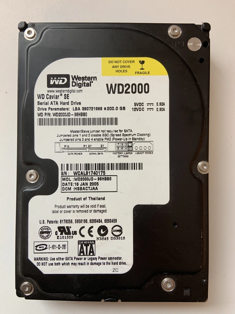 稀少　WD2000JB-22FUA0 200GB【正常】20062ｈ Western Digital Internal Hard Disk Drives 200 GB Storage Capacity