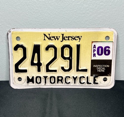New Jersey Motorcycle Yellow License Plate #2429L NJ 2006 Home Decor Craft 4”x7”