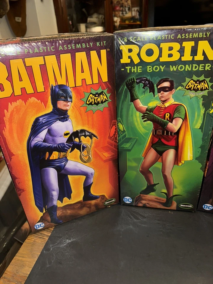 6 Moebius 1966 TV Batman Models Penguin Joker Riddler 1:8 Catwoman Robin Sealed - Image 2 of 4