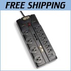 12 Outlet Surge Protector with 8ft Cord & Right-Angle Plug for Complete Coverage