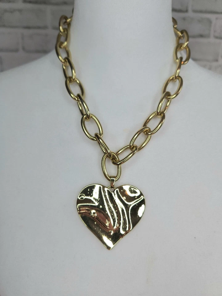 Thalia Sodi Goldtone Hammered Heart Necklace - Image 4 of 4