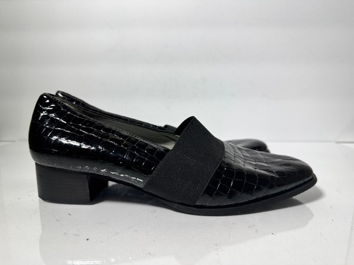 Alexandria by Alexandria schwarze geprägte Leder Slipper Blockabsatz Schuhe 5,5 - Bild 3 von 6