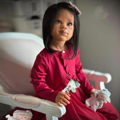 46inch Painted Minnie DIY Part Dark Skin Reborn Dolls Kits Rooted Hair Gift