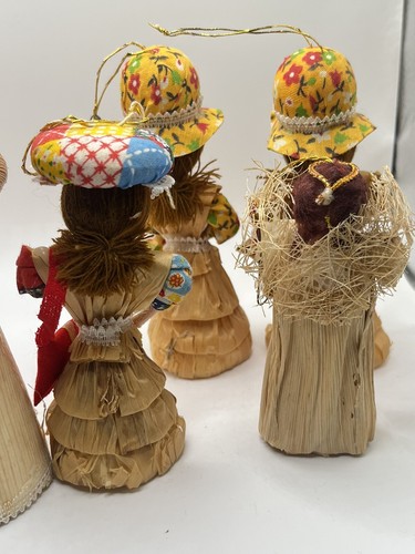 corn husk doll vintage 70’s Style 4 Tall 3 Medium And 1 Angel - Picture 11 of 15