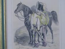Tableau reproduction 19eme d’une gravure ancienne d’Hippolyte LALAISSE  Hussard