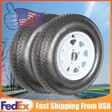 2 Pack 5 Lug 205 75 14 Inch Trailer Wheels/Rims and Tires ST205/75D14, 4.5" PCD
