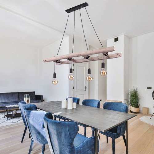 Lampada da soffitto a sospensione legno scala casa di campagna camera da letto illuminazione lampada a sospensione - Foto 3 di 11