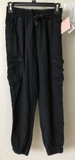NWT Bella Dahl Girl Washed Black Tencel Elastic Waist Utility Pant Sz 14