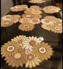 Sunflower Design Beaded Dining Set With 1 Table Runner 6 Placemats And 6 Coaster