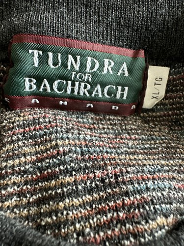 VTG Tundra for Bachrach Canada Wool Sweater Men XL Crew Neck Gray Geometrical - Picture 9 of 9