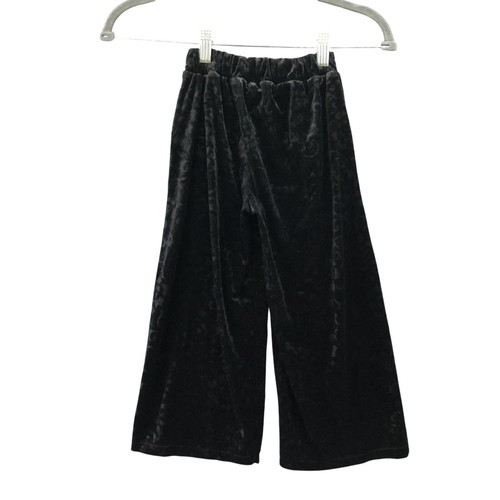 Zara Girls Size 6 Black Velvet Jacquard Wide Leg Pants Tie Waist Dress Pant - Picture 2 of 4
