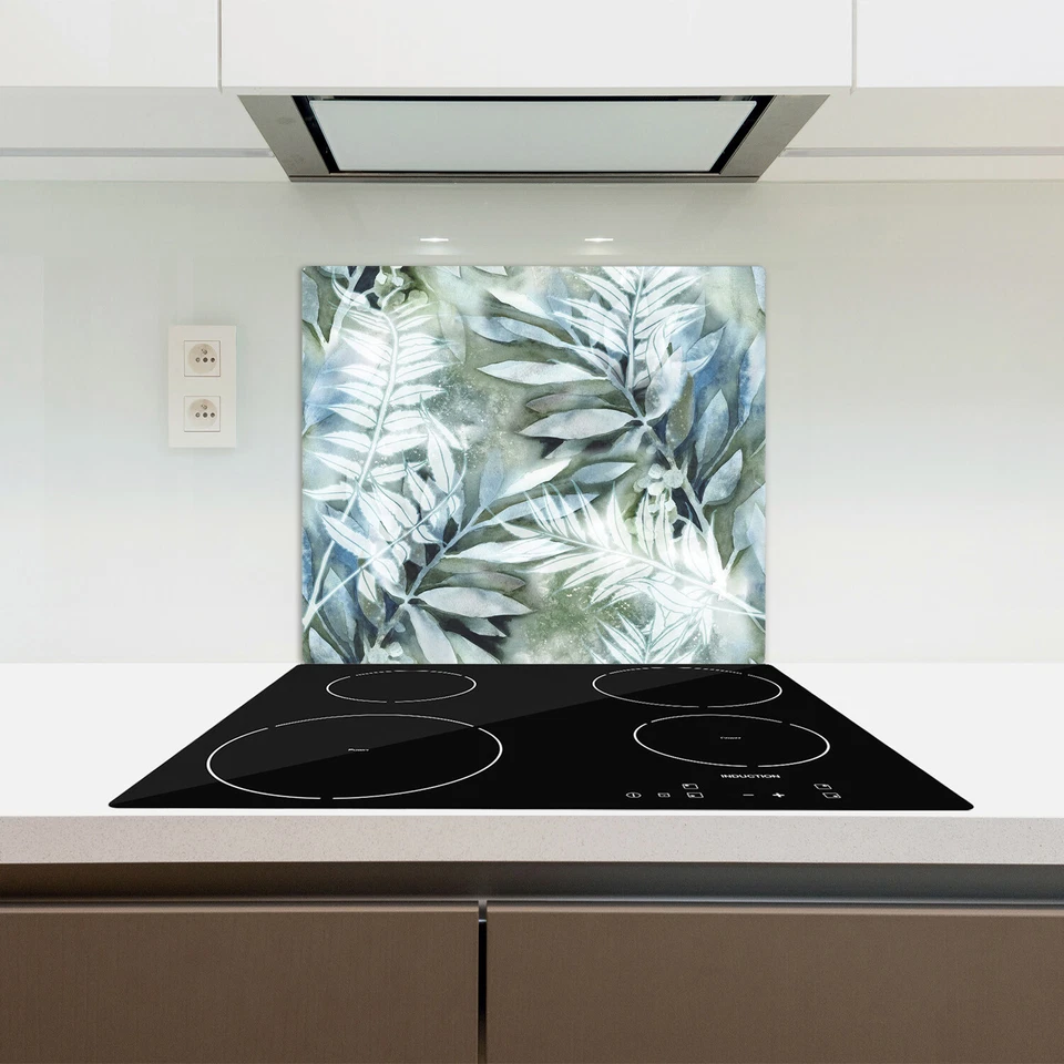 Cubierta de vitrocerámica de inducción de vidrio acuarela pintadas hojas tropicales 60x52 Foto 3 de 4
