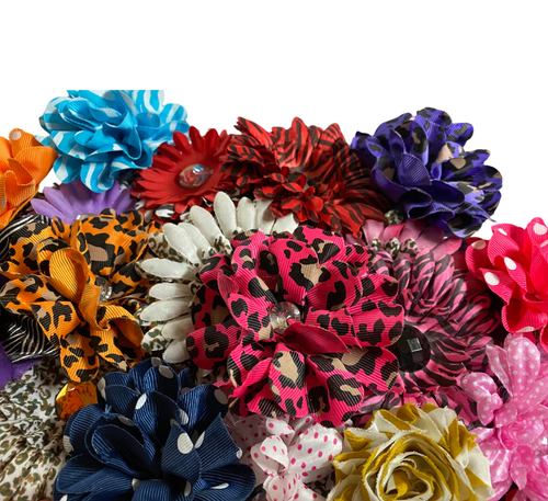 50pcs. Mix Lot of Colorful Silk Fabric Flowers-for crafts, hair bows, decor, etc - 第 2/5 張圖片