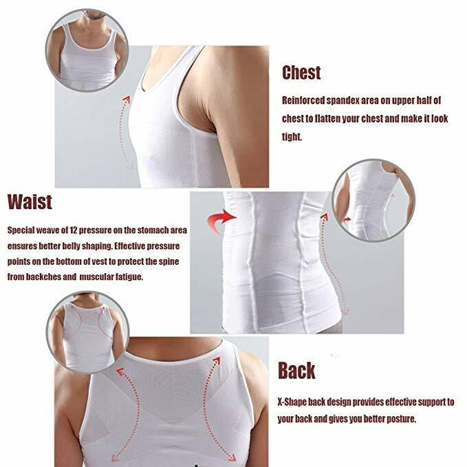 Men Body Slimming Tummy Shaper Underwear Shapewear Shirt Waist Girdle Shirt Vest