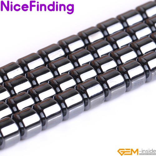 Black Hematite Natural Tube Column Stone Beads Jewelry Making 15" Non-Magnetic - Picture 30 of 38