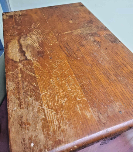 VTG End Table / Nightstand With 3 Drawers & Storage Shelf - Wooden Shelf 28" - Picture 8 of 8