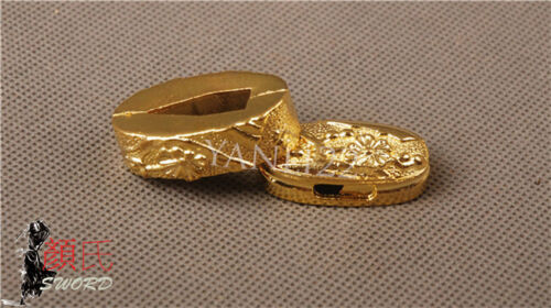 Flor Dorada Kashira Butt Cap Empuñadura Fuchi para Katana Japonesa Espada Wakizashi - Imagen 2 de 3