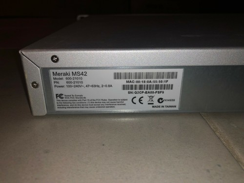 Cisco Meraki MS42 48-Port Gigabit Cloud Managed Network Switch 600-21010  - Picture 5 of 5