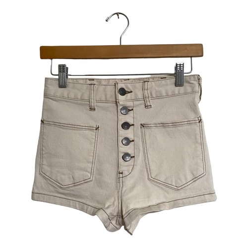 Pantaloncini in denim We The Free People Bridgette crema con bottoni taglia 26 - Foto 2 di 6