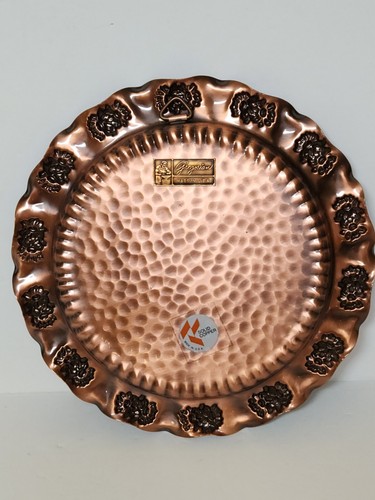 Vintage Gregorian Copper Serving Tray Made in U.S.A. Floral Hand Hammered - 第 2/20 張圖片