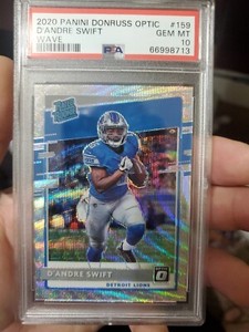 D'ANDRE SWIFT 2020 OPTIC WAVE REF PREMIUM ROOKIE #159 /199 LIONS PSA 10 POP 9🔥