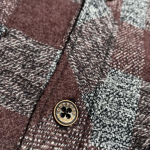 Outpost Makers Shirt Men's Medium Buffalo Plaid Flannel Black Heather/Maroon - Picture 9 of 12