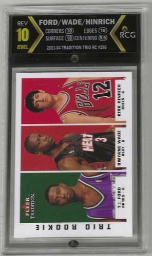 Tarjeta graduada de novato Fleer Dwyane Wade T.J. Ford Kirk Hinrich 2003-04 RCG 10 - Imagen 1 de 3